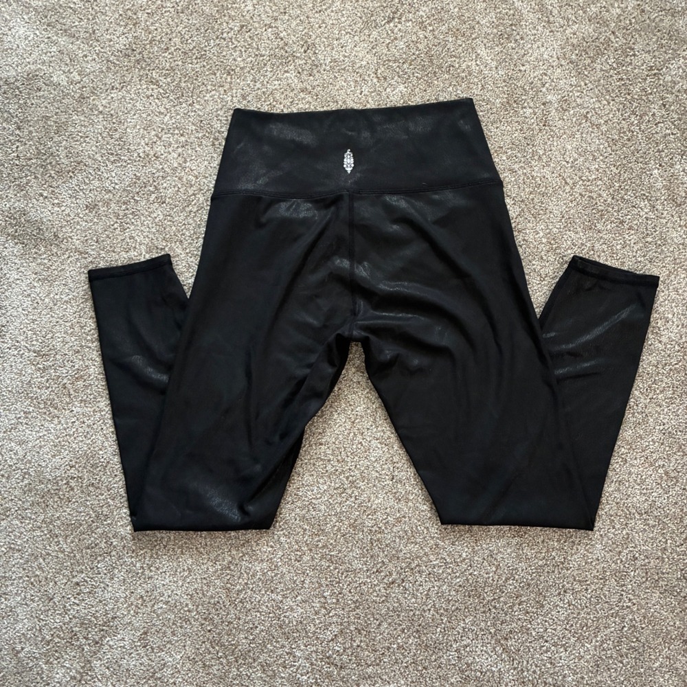FP Movement Leggings Womens Small Black Metallic Yoga Activewear Exercise